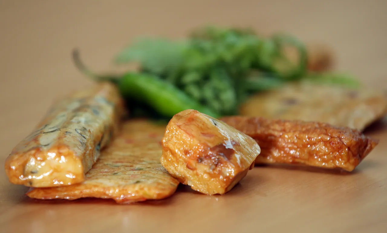 Pieces of fried Korean fish cake (eomuk) from Busan Pieces of fried Korean fish cake (eomuk) from Busan