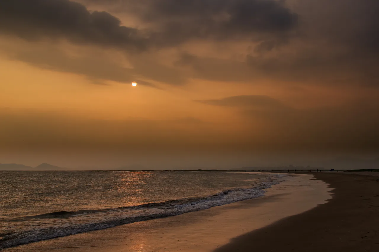 Sunset over Dadaepo Beach in Busan