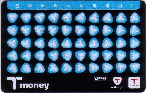 ソウルの気候同行カードとT-moneyの交通カードを並べたところ