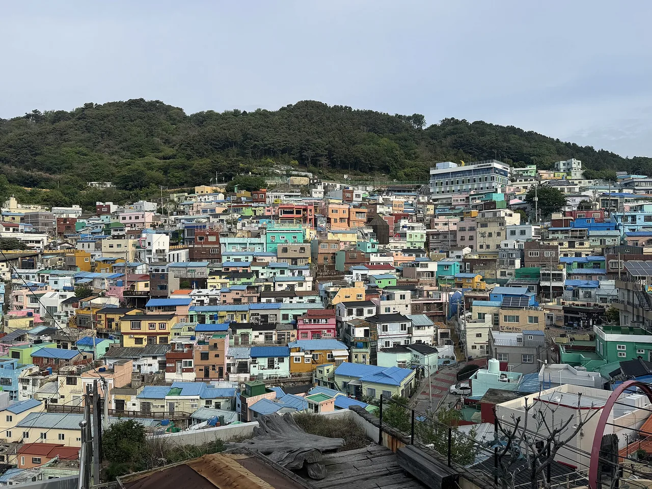 Layered view of the pastel rooftops and houses of Gamcheon Culture Village Layered view of the pastel rooftops and houses of Gamcheon Culture Village