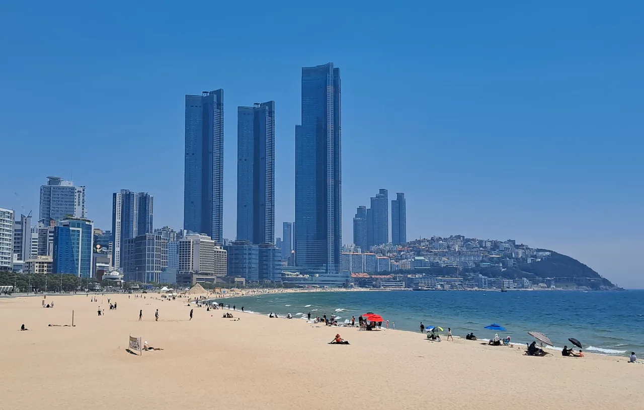 Haeundae Beach in Busan, where SEA LIFE Busan Aquarium is located
