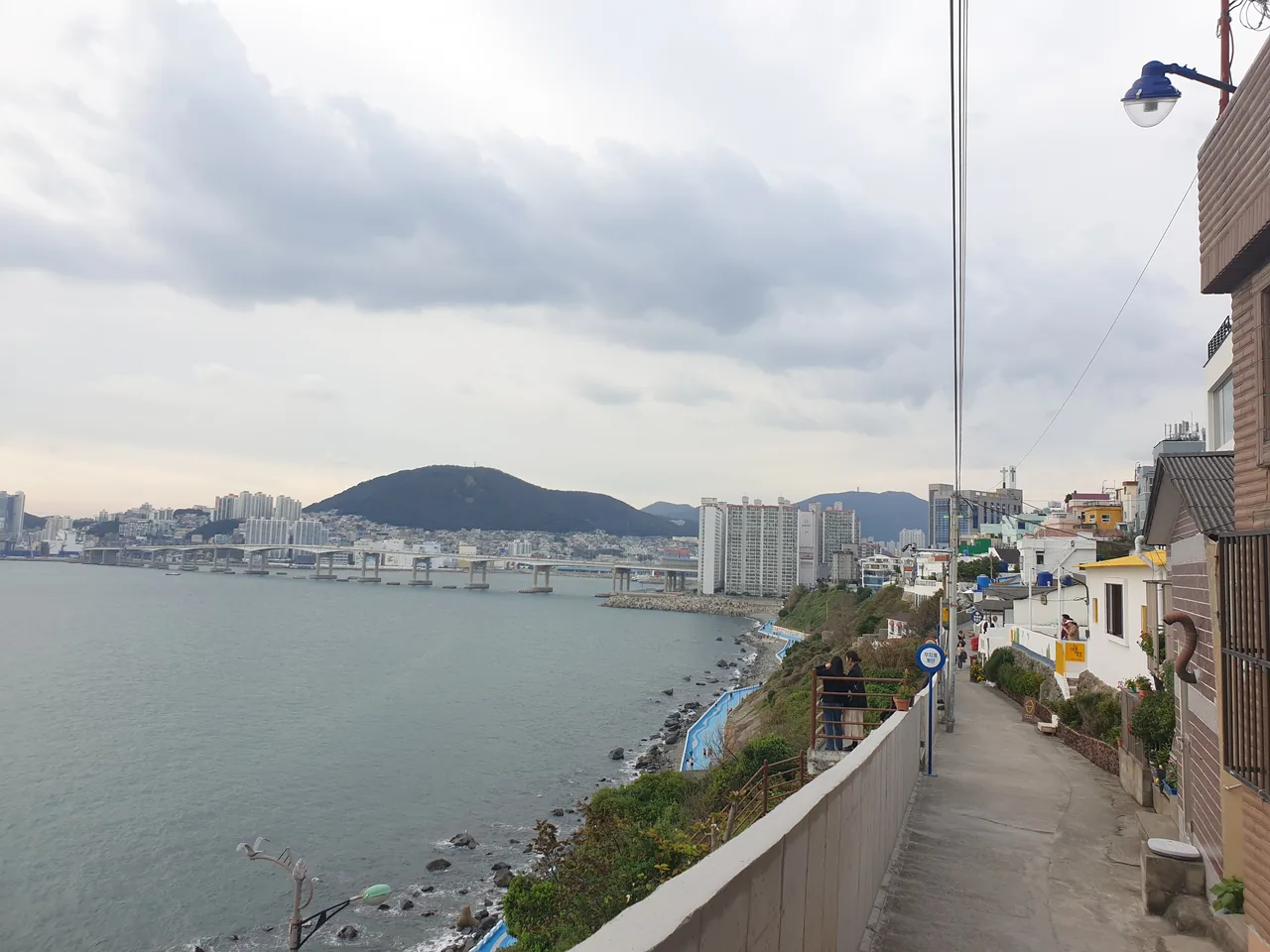 The coastal village of Huinnyeoul on a cliff above the sea in Busan