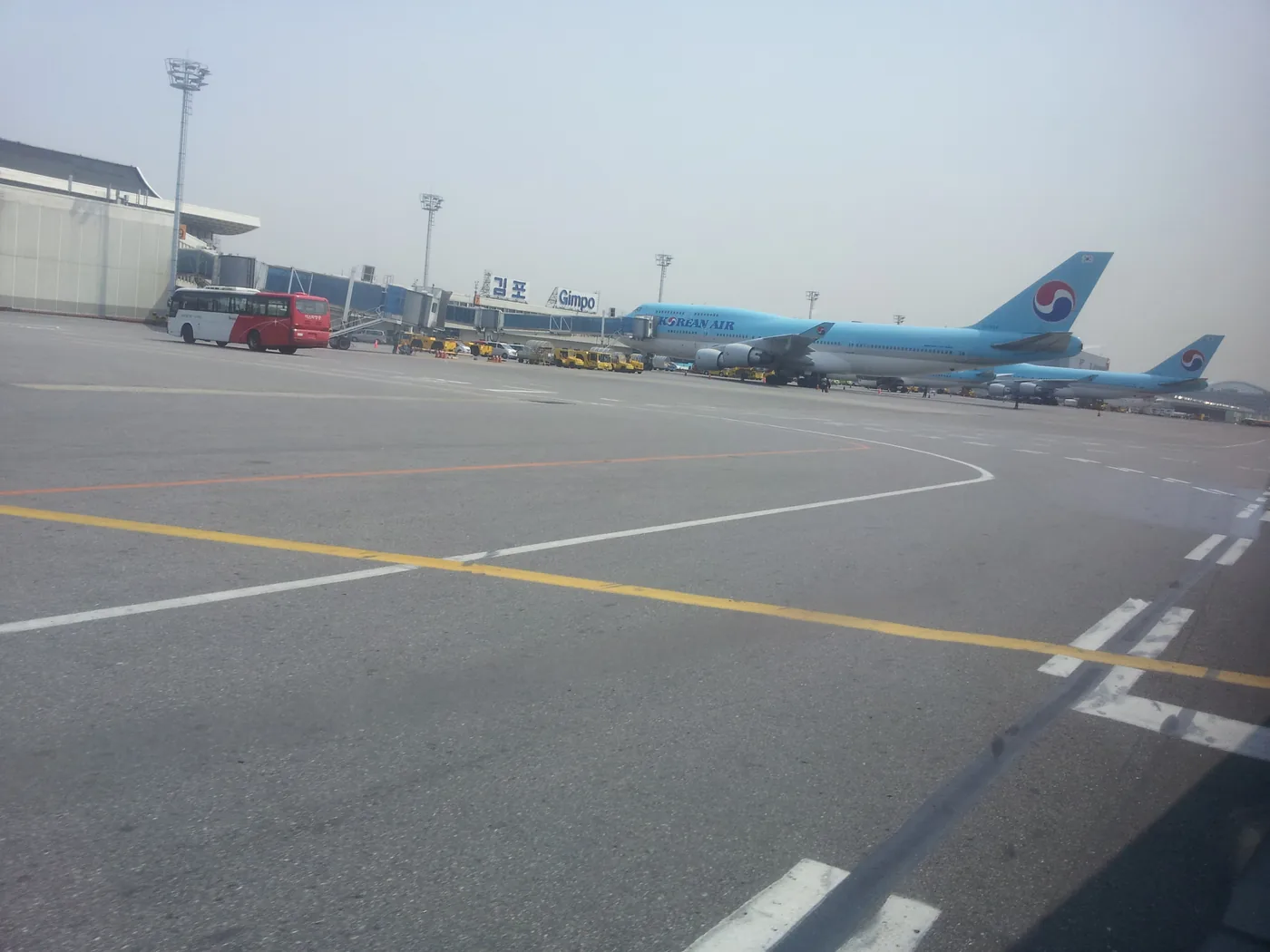 A Korean Air jet in front of the terminal at Gimpo Airport