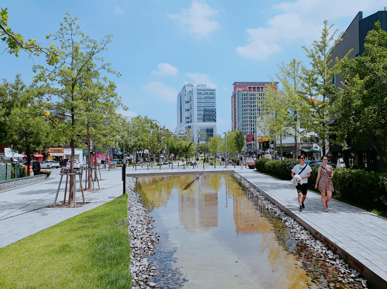 延南洞京義線森林公園的草地與水道