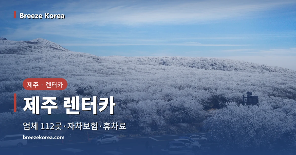 제주 한라산 1100고지 휴게소에 서 있는 차들