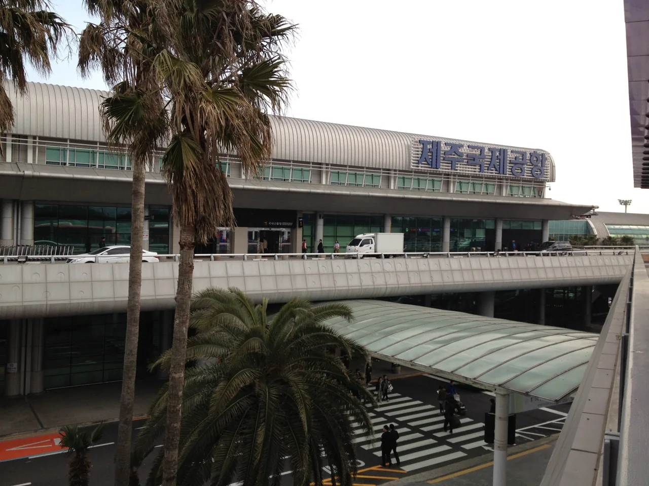 Outside the arrivals level at Jeju International Airport