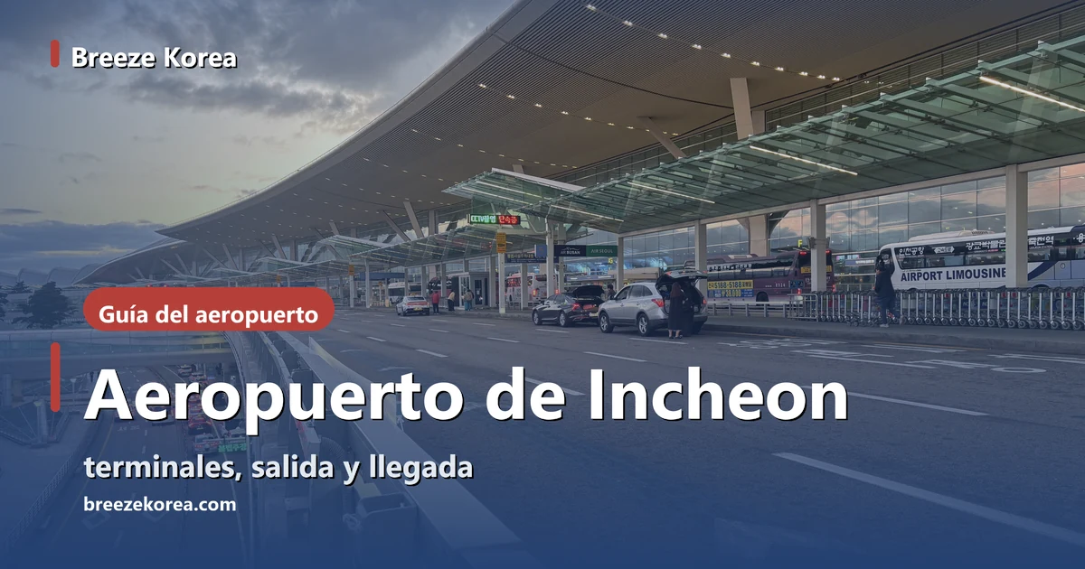 Carretera de salidas con una gran cubierta que se curva hacia la derecha, una marquesina de cristal, un autobús limusina, dos coches, una fila de luces rojas de coches en la vía de abajo y cielo nublado al atardecer